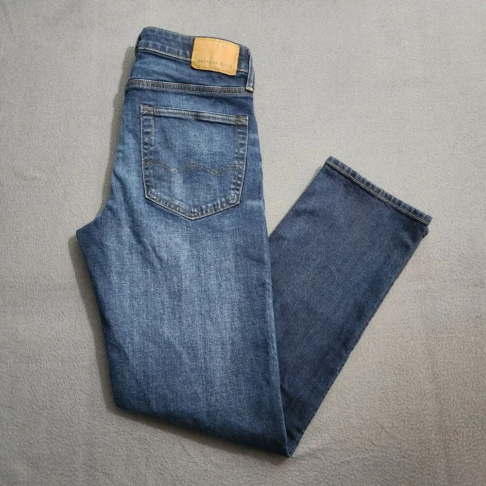 American Eagle Jeans Men 29X30 (30X29) Airflex+ Original Straight Leg Dark Wash